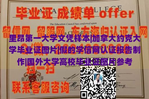 里昂第一大学文凭样本|加拿大约克大学毕业证图片|假的学信网认证报告制作|国外大学高校毕业证图片参考